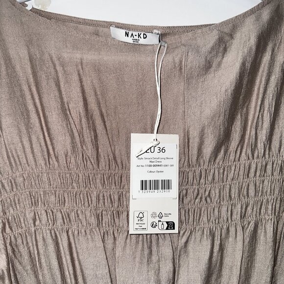 Smock Detail Long Sleeve Maxi Dress - Picture 3 of 4